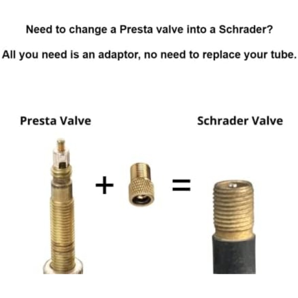 Presta to Schrader Valve Adapter for Bike, Inflate Presta Valve Tire - Image 2