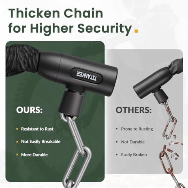 Titanker Heavy Duty Bicycle Lock Chain with Keys - 3 Feet Anti-Theft Lock - Image 6