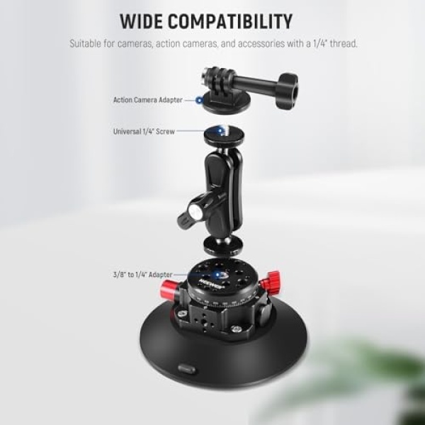 NEEWER 6"/15.2cm Camera Suction Cup Mount with Ball Head Magic Arm - Image 3
