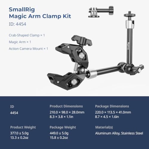 SMALLRIG Magic Arm Clamp Kit, Camera Mount Articulating Friction Arm - Image 8