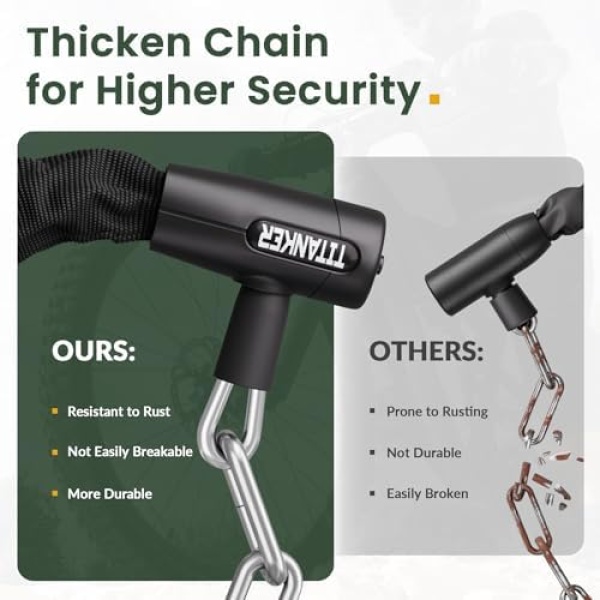 Titanker Bike Chain Lock with Keys, 3.3 Feet Security Heavy Duty Anti-Theft - Image 7