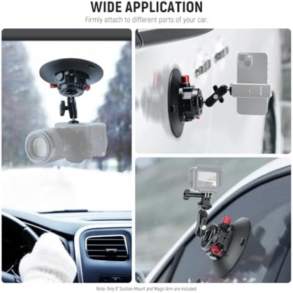 NEEWER 6"/15.2cm Camera Suction Cup Mount with Ball Head Magic Arm - Image 4