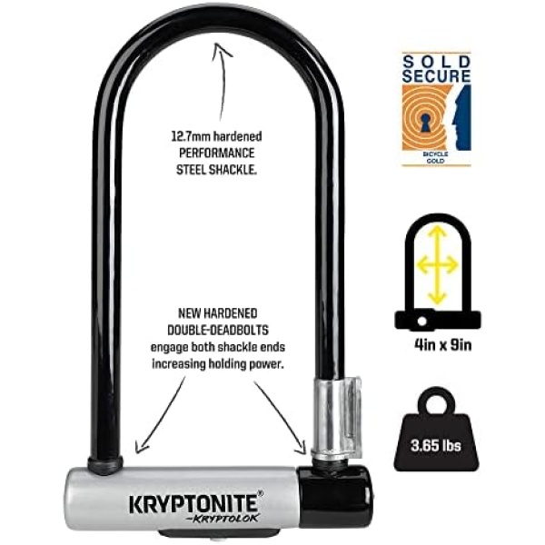 Kryptonite Kryptolok Standard Bike U-Lock with Cable, Heavy Duty Anti-Theft - Image 2