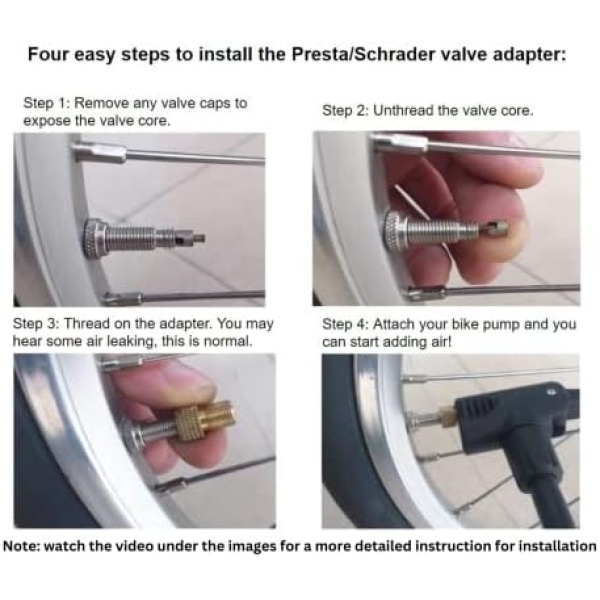 Presta to Schrader Valve Adapter for Bike, Inflate Presta Valve Tire - Image 3