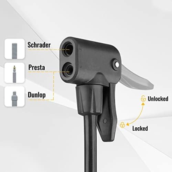 MOHEGIA Bike Floor Pump with Gauge,Air Bicycle Pump Inflator - Image 3