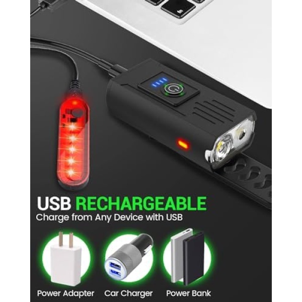 Victoper Bike Light, High Lumens Super Bright Bicycle Lite, 6+4 Modes USB - Image 6