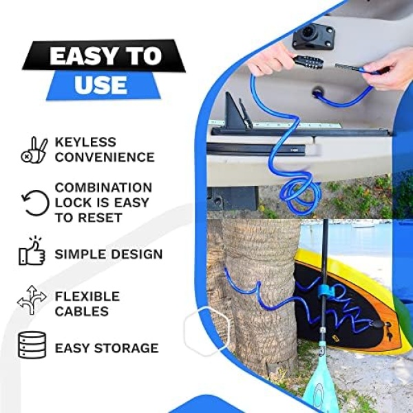Weatherproof Coiled Security Cable Lock (5ft to 25ft Lengths) - Image 5