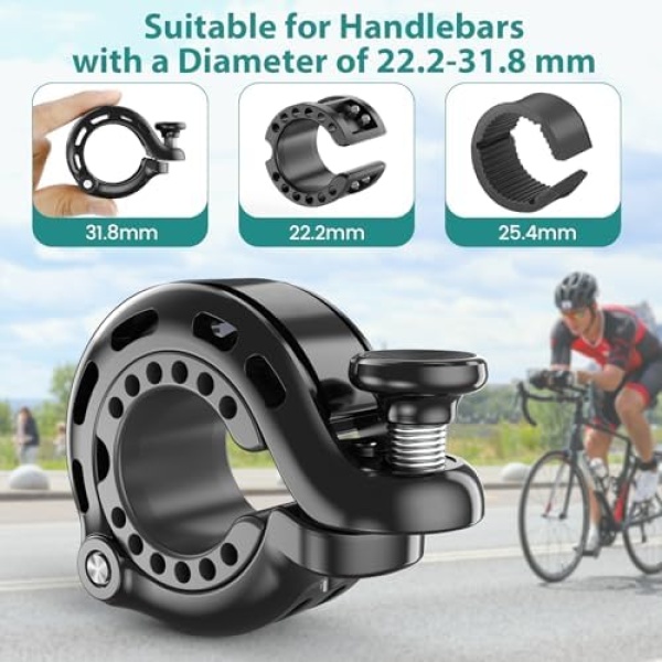 Bike Bell, Aluminum Alloy Bicycle Bells for Adults Kids Max 110 dB, Bike Horn - Image 5