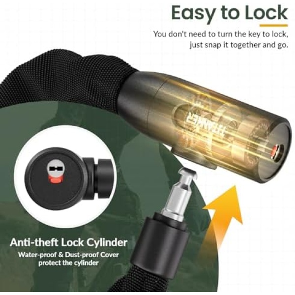 Titanker Heavy Duty Bicycle Lock Chain with Keys - 3 Feet Anti-Theft Lock - Image 3