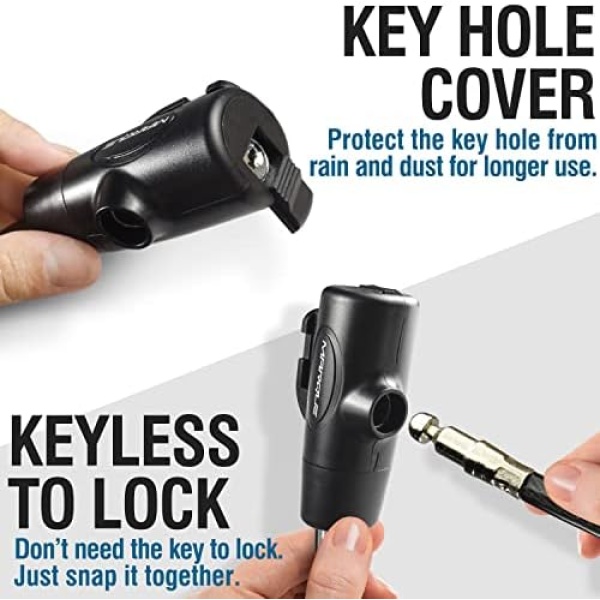 MARQUE Bike Lock with Key – 3/8” (4Ft, 7Ft, 15Ft, 25Ft) Straight Cable Locks - Image 3