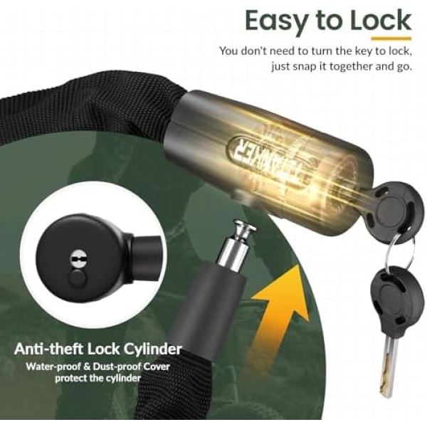 Titanker Bike Chain Lock with Keys, 3.3 Feet Security Heavy Duty Anti-Theft - Image 4
