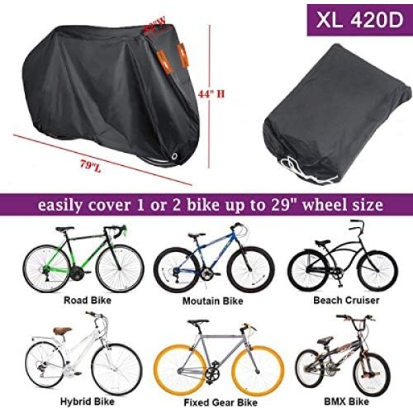 Indeed BUY Bike Cover for 1, 2 or 3 Bikes Waterproof Bicycle Cover Outdoor Bike - Image 3