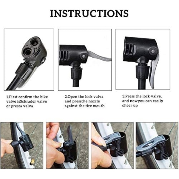 VIMILOLO Bike Pump, Air Bicycle Pump Inflator for Presta and Schrader Valve Tire - Image 4