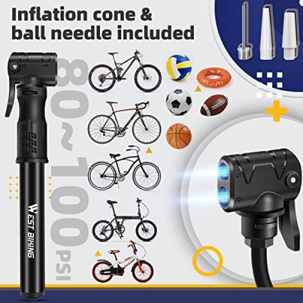 Bicycle Pump Mini Bike Pump - Aluminum Alloy Cycle Pump for Presta & Schrader - Image 6
