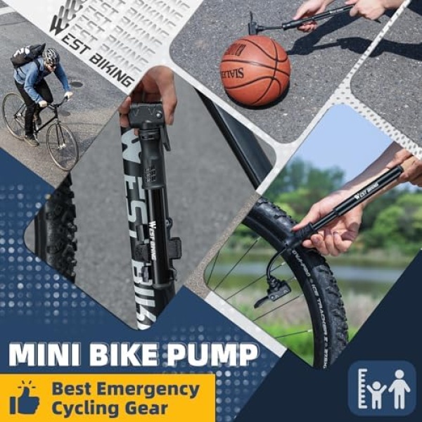 Bicycle Pump Mini Bike Pump - Aluminum Alloy Cycle Pump for Presta & Schrader - Image 7