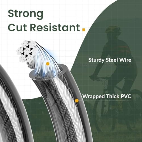 Titanker Bike Lock Cable,12mm Thick Security Cable with Loops Heavy Duty Steel - Image 3