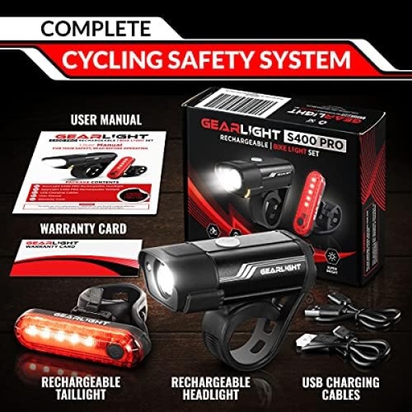 GearLight Rechargeable Bike Light, Bike Headlight and Tail Light Set - Image 7