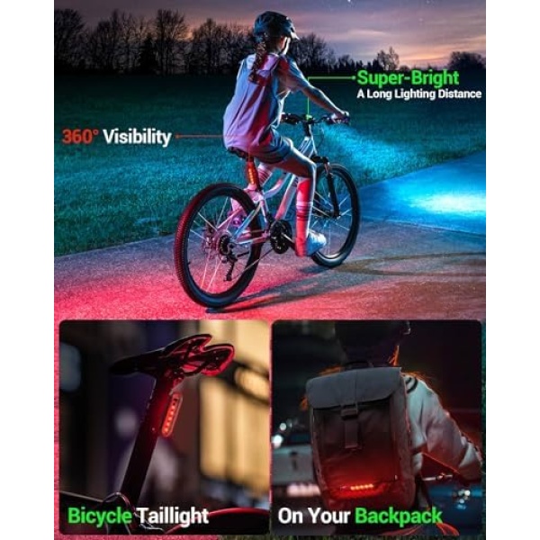 Victoper Bike Light, High Lumens Super Bright Bicycle Lite, 6+4 Modes USB - Image 5