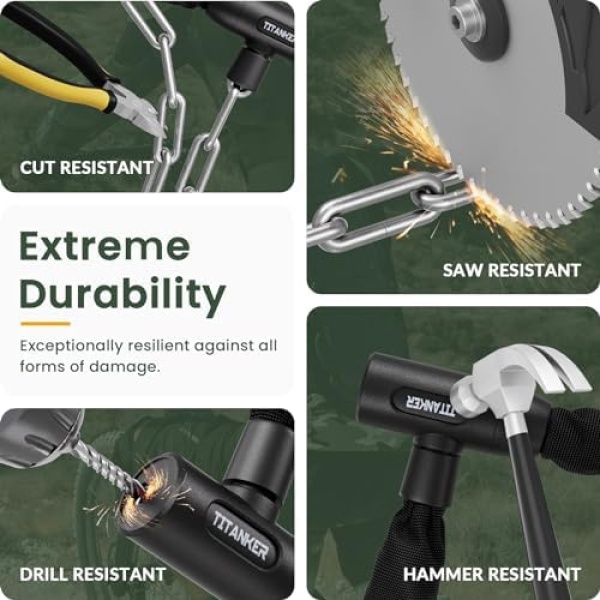 Titanker Heavy Duty Bicycle Lock Chain with Keys - 3 Feet Anti-Theft Lock - Image 5
