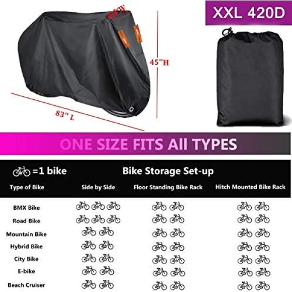 Indeed BUY Bike Cover for 1, 2 or 3 Bikes Waterproof Bicycle Cover Outdoor Bike - Image 4