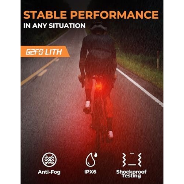 150 lm Rechargeable Bike Tail Light, IPX6 Waterproof Bicycle Rear Cycling 220° - Image 7