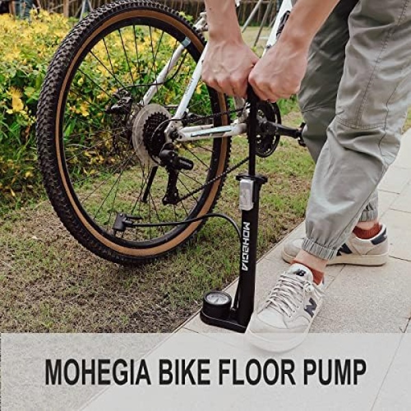 MOHEGIA Bike Floor Pump with Gauge,Air Bicycle Pump Inflator - Image 2